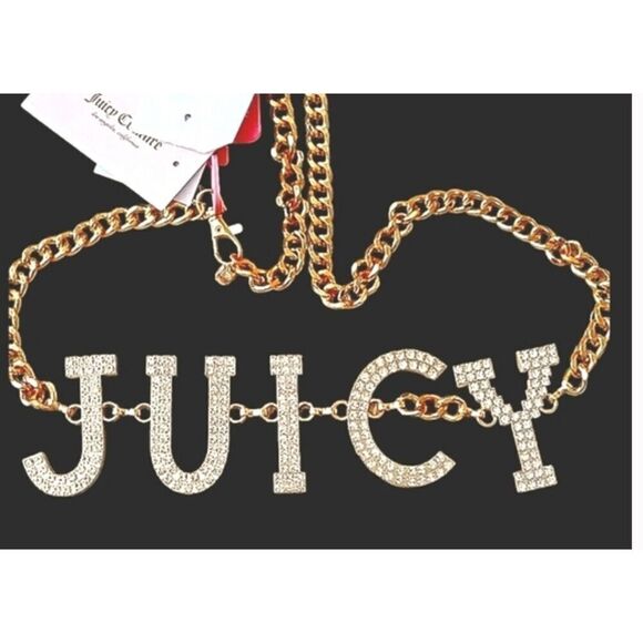 JUICY COUTURE gold pave rhinestone CHAIN BELT MED/LARGE or L/XL nwt trendy - Picture 4 of 12